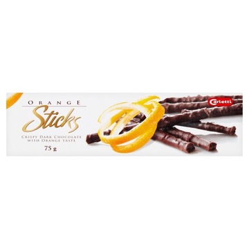Carletti Sticks Paluszki z czekolady deserowej o smaku pomarańczowym 75 g