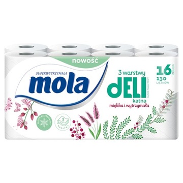 Туалетная бумага Mola Delicate белая (16 рулонов) 3 СЛОЯ Soft Delicate