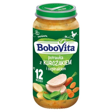 BOBOVITA OBIADEK DLA DZIECI POTRAWKA Z KURCZAKIEM I SZPINAKIEM PO 12M 250G