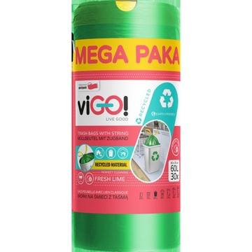 VIGO ! WORKI NA ŚMIECI Z TAŚMĄ MEGA PAKA 60 L - 30 SZT