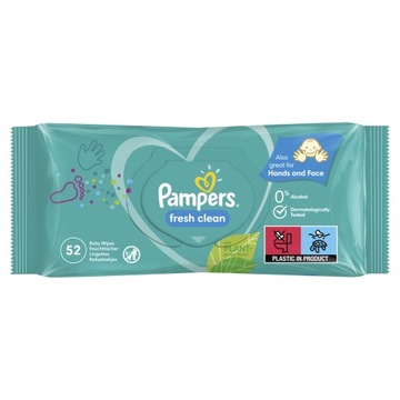 PAMPERS FRESH CLEAN WIPES ВЛАЖНЫЕ САЛФЕТКИ 52 ШТ.