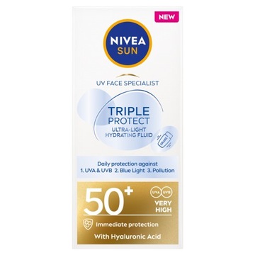 NIVEA SUN TRIPPLE PROTECT УЛЬТРАЛЕГКИЙ ФЛЮИД ДЛЯ ЛИЦА С ФИЛЬТРОМ SPF50+ 40 МЛ