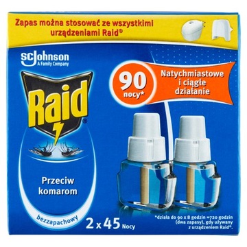РЕЙД 90 ночей Жидкость от комаров 2 х ЗАМЕНА 2 х 45 ночей 27 мл
