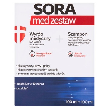 Sora Med Zestaw Płyn+szampon ZWALCZA WSZY