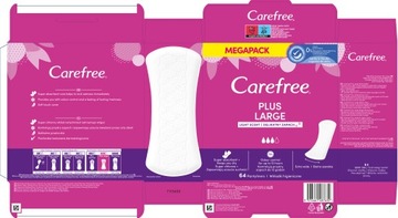 Carefree Plus Large wkładki higieniczne Light Scent 64szt.