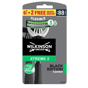 8x WILKINSON XTREME 3 ЧЕРНАЯ БРИТВА ДЛЯ БРИТЬЯ