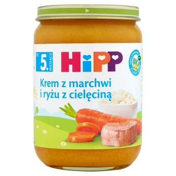 HIPP Krem z marchwi i ryżu z cielęciną BIO 190g