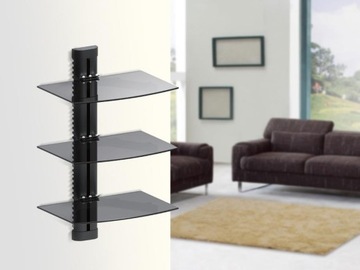 ТРОЙНАЯ НАСТЕННАЯ ПОЛКА RTV/DVD С РЕГУЛИРУЕМЫМ СТЕКЛОМ