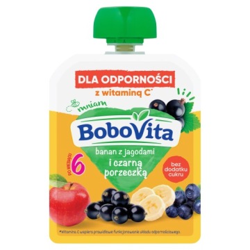 BoboVita Пюре банан з чорницями і чорною смородиною по 6 місяця 80 г