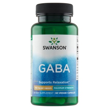 SWANSON GABA FORTE 750mg 60 kaps na odprężenie ,skupienie neurotransmiter