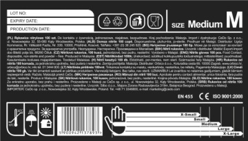 Перчатки Paclan Нитриловые, неопудренные, прочные, размер М, 100 шт.