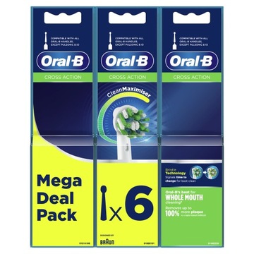 Oral-B CrossAction Końcówki wymienne do szczoteczek do zębów, 6 sztuki