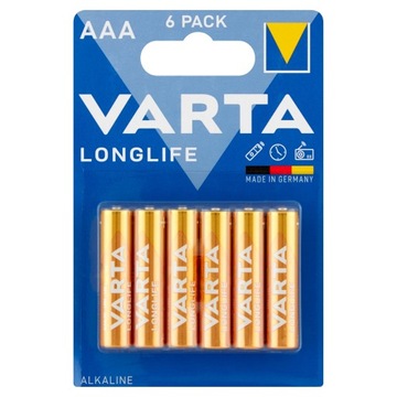 6X BATERIA VARTA LR3 LONGLIFE 6 SZTUK BLISTER AAA ŚWIEŻE 2024 PALUSZKI