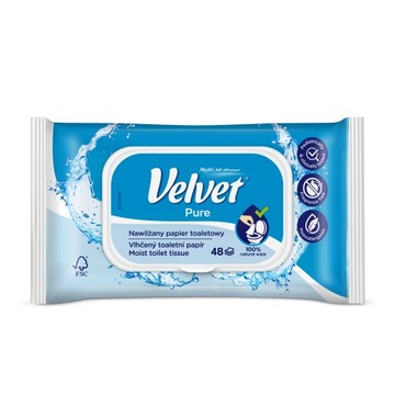 Papier nawilżony bezzapachowy pure Velvet 48 szt.