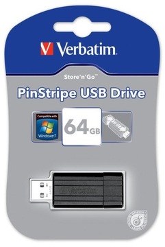 Флеш-накопитель Verbatim PinStripe USB 2.0 емкостью 64 ГБ