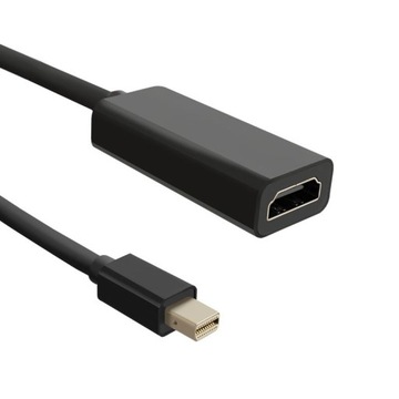 Qoltec Mini DisplayPort v1.1, штекер, HDMI A, гнездо, 4K, 0,2 м, экранированный ноутбук