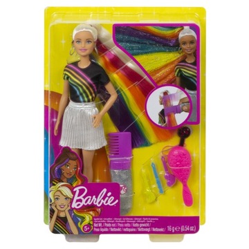 Mattel Barbie Lalka Błyszczące tęczowe włosy FXN96