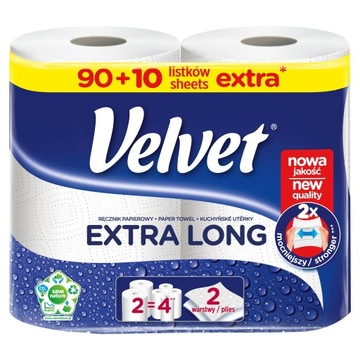 Velvet ręcznik papierowy Extra Long 2 rolki 100 listków