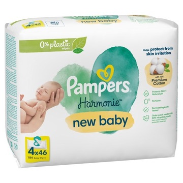 Chusteczki nawilżane Pampers Harmonie New Baby 4 x 46 szt.