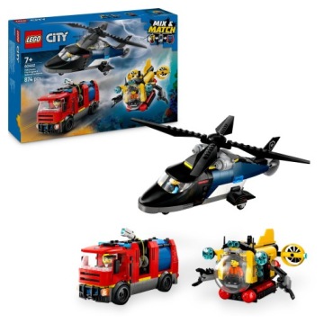 LEGO 60462 City Набір з гелікоптером, машиною пожежним і човном підводною