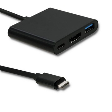 Адаптер-концентратор Qoltec USB-C 3.1 3 в 1 / USB 3.0 / HDMI 4K / USB-C 3.1 PD 100 Вт