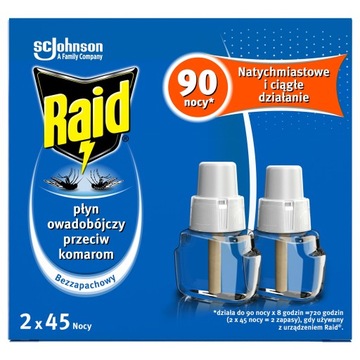 РЕЙД 90 ночей Жидкость от комаров 2 х ЗАМЕНА 2 х 45 ночей 27 мл