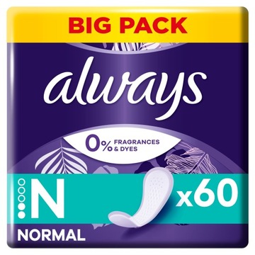 Always Daily Fresh Normal, 0% ароматизаторов и красителей, 60X