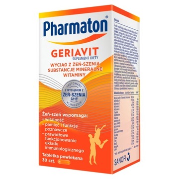 Pharmaton Geriavit, suplement diety, 30 tabletek powlekanych