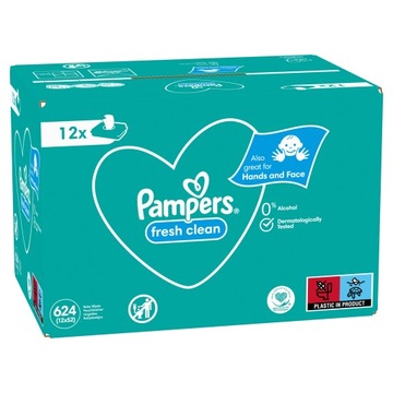 PAMPERS FRESH CLEAN WIPES ВЛАЖНЫЕ САЛФЕТКИ 12х52=624 ШТ.