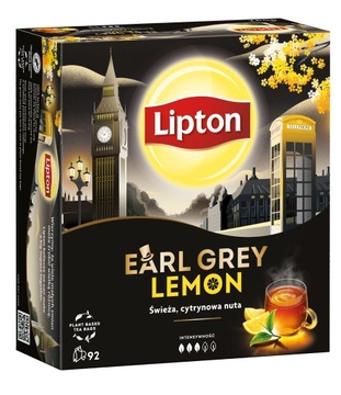 Lipton EARL GREY LEMON herbata czarna 92 torebki 184g bergamotka i cytryna