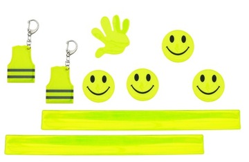 НАБОР СВЕТООТРАЖАЮЩИХ ЭЛЕМЕНТОВ ДЛЯ ДЕТЕЙ ЛЕНТЫ, НАКЛЕЙКИ, КУЛОНЫ