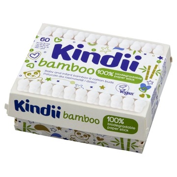 Kindii bamboo patyczki dla niemowląt i dzieci z wiskozą 60szt.