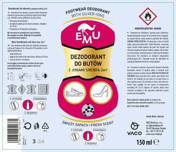 EMU Dezodorant na topánky s iónmi striebra 2v1 150ml