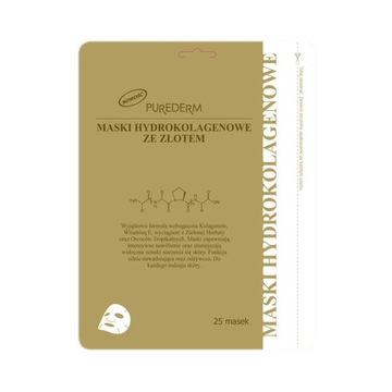 PUREDERM maski hydrokolagenowe ze złotem do twarzy 25 szt.
