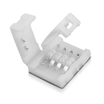 Коннектор для светодиодных лент | РГБ | двусторонний | IP20 | белый | 5 шт | 2 х защелки