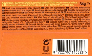 LIPTON Herbata czarna ekspresowa 34 g lemon cytryna cytrynowa