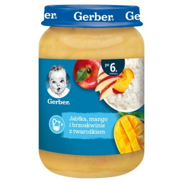 Десертик Gerber Яблука манго і персики з сирком по 6. місяця 190 г