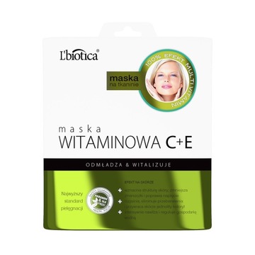 L'biotica Witaminowa C+E przeciwstarz.maseczka w płacie do twarzy 23 ml