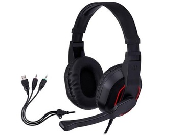 Słuchawki gamingowe Gamezone Radian RGB Flow Czarne 2 x minijack 1 x USB