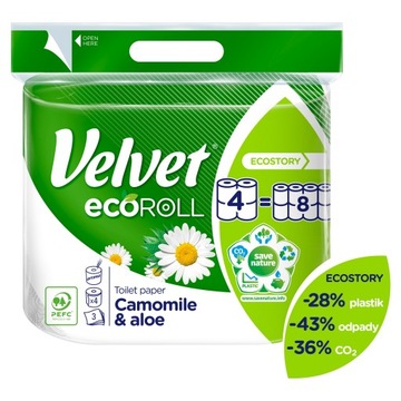 Velvet papier toaletowy EcoROLL Rumianek 4 rolki