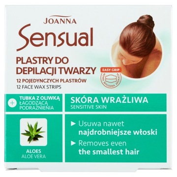 Plastry z woskiem do depilacji do twarzy Joanna 12 szt aloes skóra wrażliwa