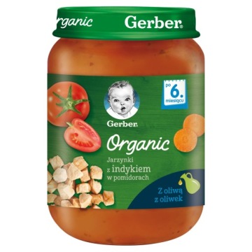 Обід Gerber Органічний Овочі з Індичкою в Помідорах Для Дітей 6 міс.+ 190 г
