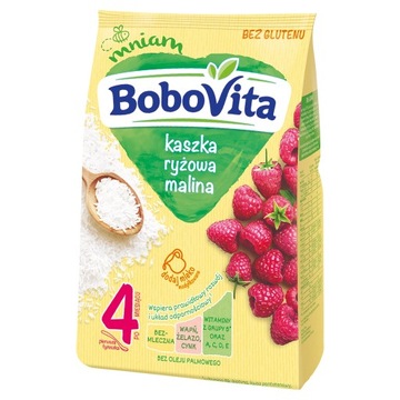 BOBOVITA KASZKA RYŻOWA MALINA BEZMLECZNA BEZGLUTENOWA 180G