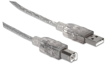 USB-кабель Manhattan USB 2.0 A-B M/M, 1,8 м, серебристый