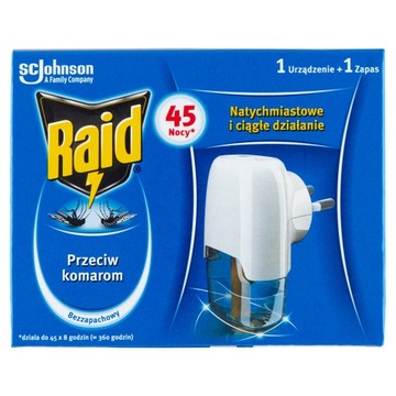 RAID URZĄDZENIE ELEKTRYCZNE I ZAPAS 45 DNI NA KOMARY MUCHY