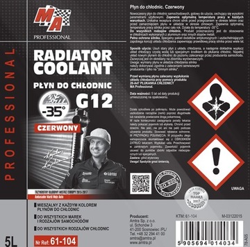 РАДИАТОРНАЯ ЖИДКОСТЬ G12 (-35 С) 5Л - MA PROFESSIONAL