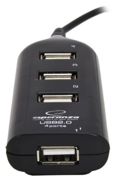 HUB USB - ROZGAŁĘZIACZ USB - 4 DODATKOWE PORTY USB Z PRZEWODEM