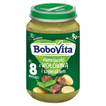 BOBOVITA OBIADEK DLA NIEMOWLĄT ZIEMNIACZKI Z WOŁOWINĄ SZPINAKIEM PO 8M 190G