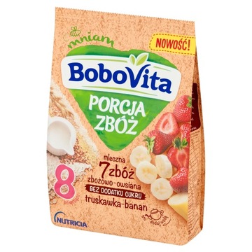 Каша BOBOVITA Зерновая порционная Молочная, клубника-банан 210 г