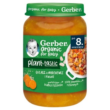 Obiadek Gerber Organic Gulasz z marchewki i fasoli dla niemowląt 190 g